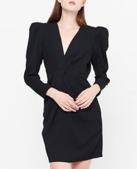 GIGI - Đầm mini tay dài cổ V Drape
