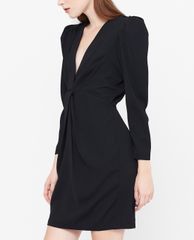 GIGI - Đầm mini tay dài cổ V Drape