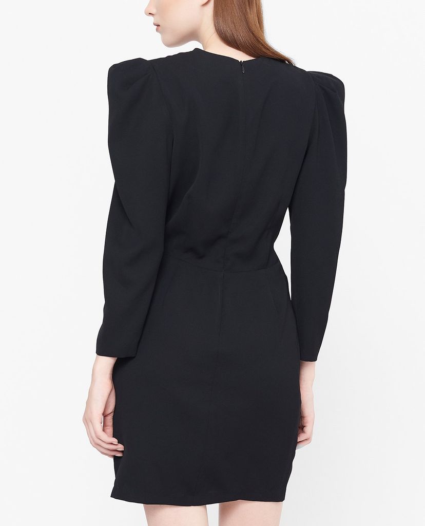 GIGI - Đầm mini tay dài cổ V Drape
