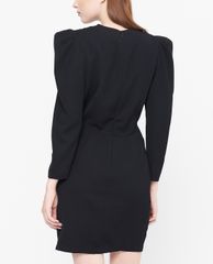 GIGI - Đầm mini tay dài cổ V Drape