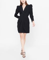 GIGI - Đầm mini tay dài cổ V Drape