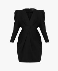 GIGI - Đầm mini tay dài cổ V Drape