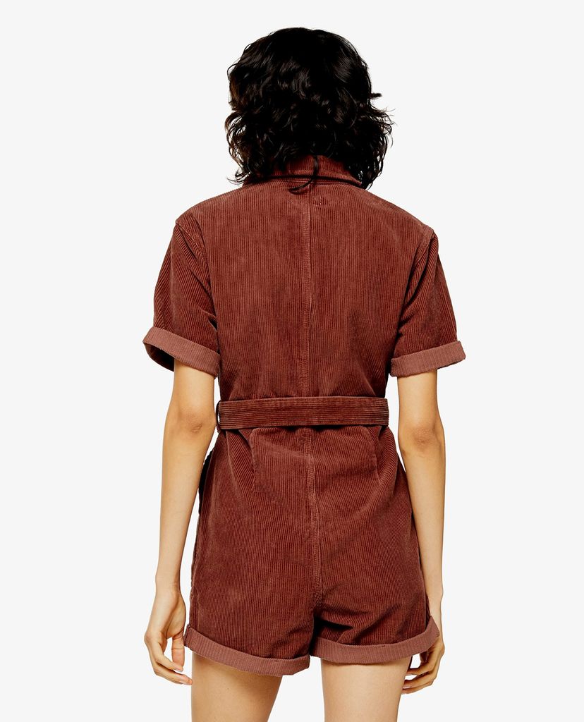 TOPSHOP - Playsuits cổ bẻ tay ngắn PETITE SEATTLE Button Corduroy