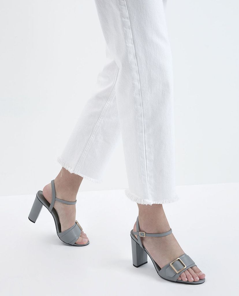 CHARLES & KEITH - Giày sandals cao gót Frame Buckle Chunky