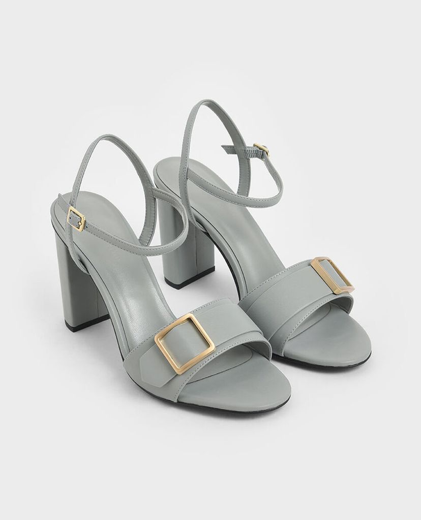 CHARLES & KEITH - Giày sandals cao gót Frame Buckle Chunky