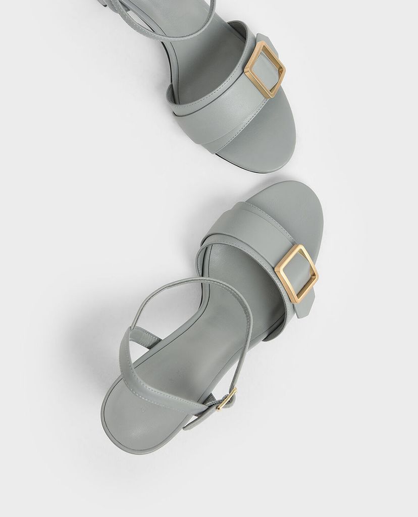 CHARLES & KEITH - Giày sandals cao gót Frame Buckle Chunky