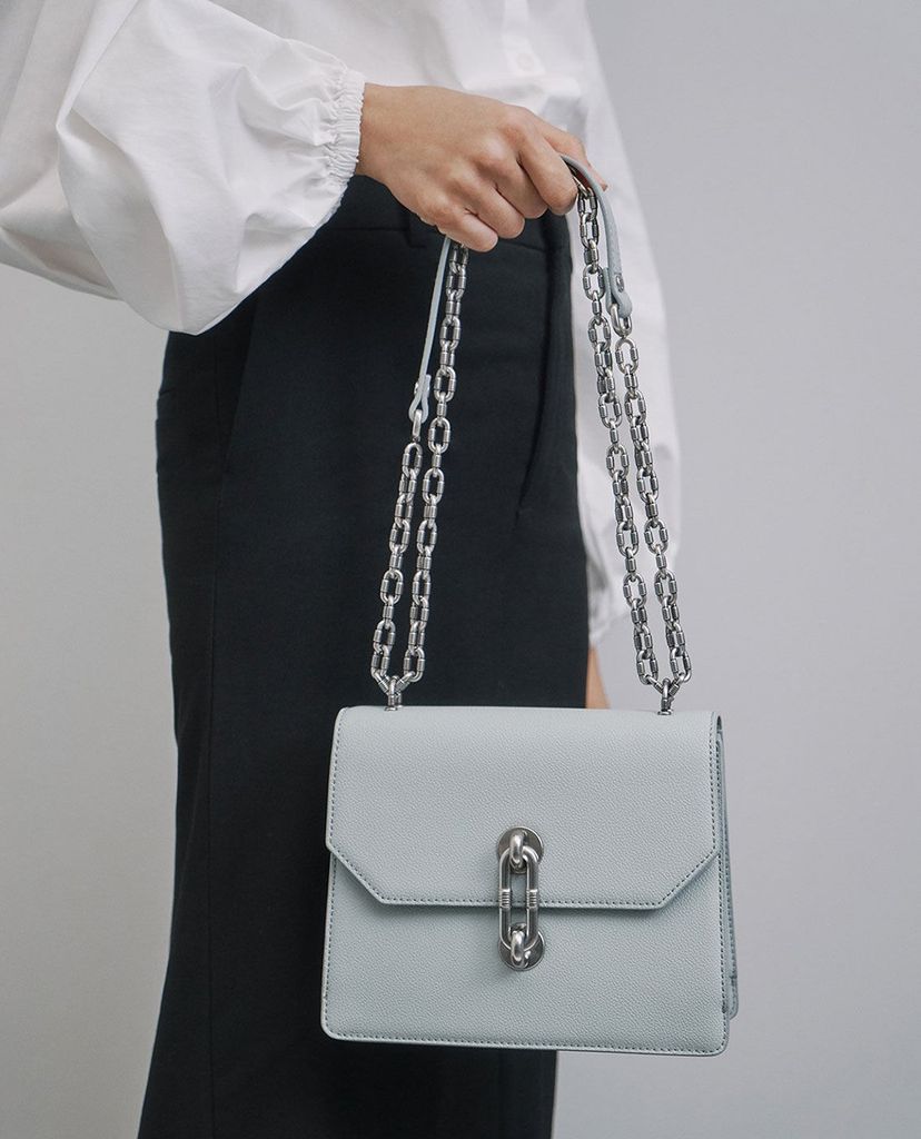 CHARLES & KEITH - Túi đeo chéo nữ Double Chain Strap Turn Lock