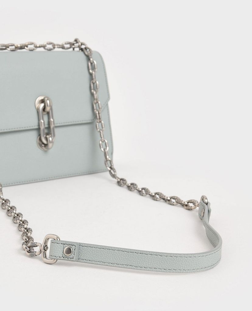 CHARLES & KEITH - Túi đeo chéo nữ Double Chain Strap Turn Lock