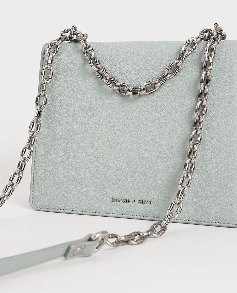 CHARLES & KEITH - Túi đeo chéo nữ Double Chain Strap Turn Lock