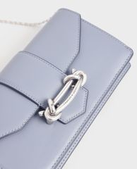 CHARLES & KEITH - Ví cầm tay nữ chữ nhật Metallic Buckle
