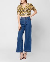 GIGI - Áo kiểu nữ ngắn tay cổ V Smocked Button