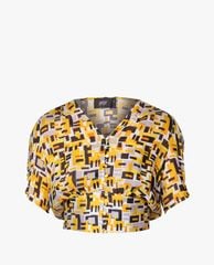 GIGI - Áo kiểu nữ ngắn tay cổ V Smocked Button