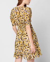 GIGI - Đầm mini cổ V tay ngắn phồng nữ tính