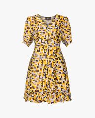 GIGI - Đầm mini cổ V tay ngắn phồng nữ tính