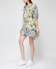 GIGI - Đầm mini cổ V tay ngắn Tiered Ruffles