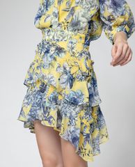 GIGI - Đầm mini cổ V tay ngắn Tiered Ruffles
