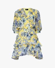 GIGI - Đầm mini cổ V tay ngắn Tiered Ruffles