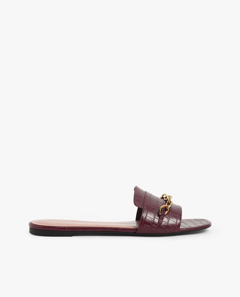 CHARLES & KEITH - Giày sandal nữ quai ngang Croc Effect Chain Link