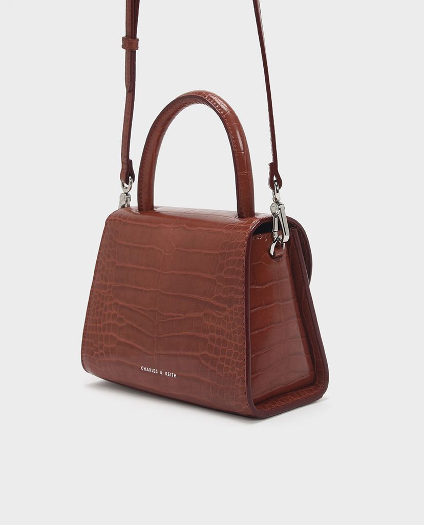 CHARLES & KEITH - Túi xách nữ Croc-Effect Structured Top