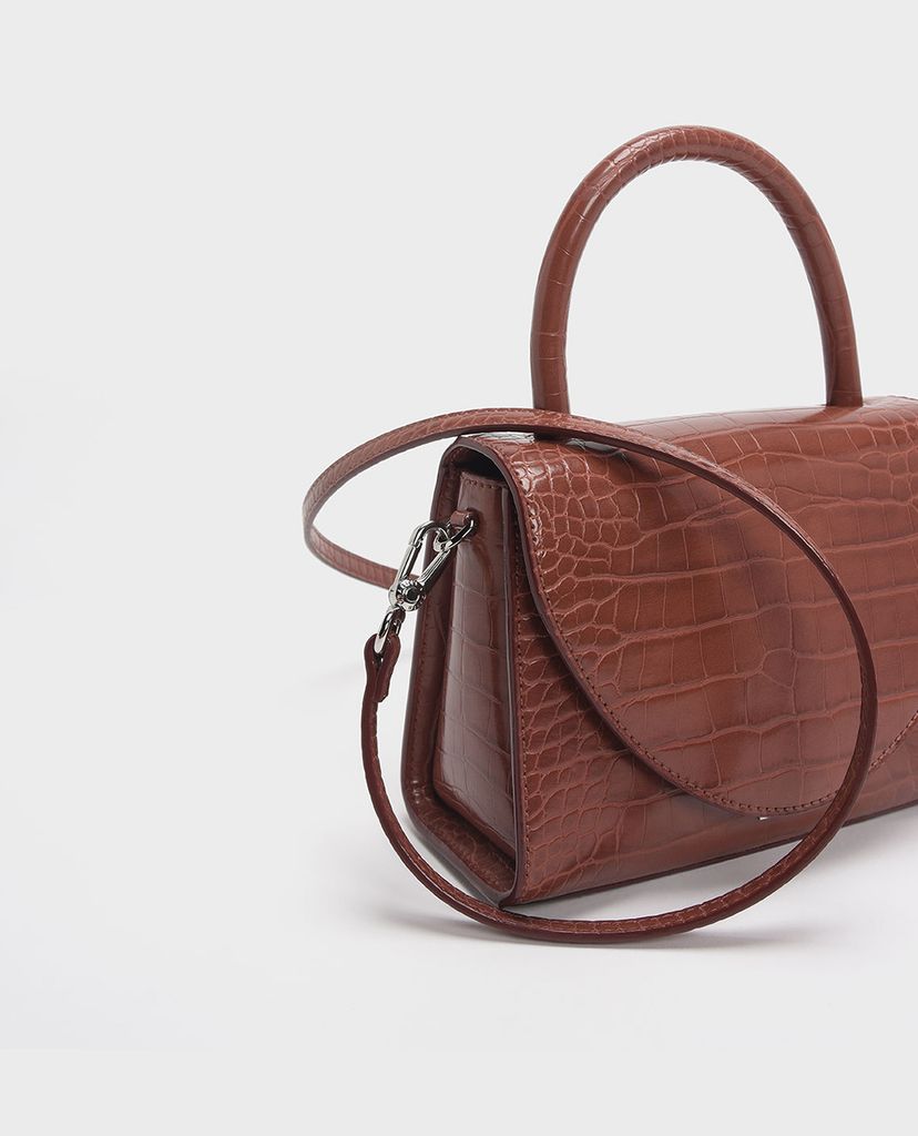 CHARLES & KEITH - Túi xách nữ Croc-Effect Structured Top
