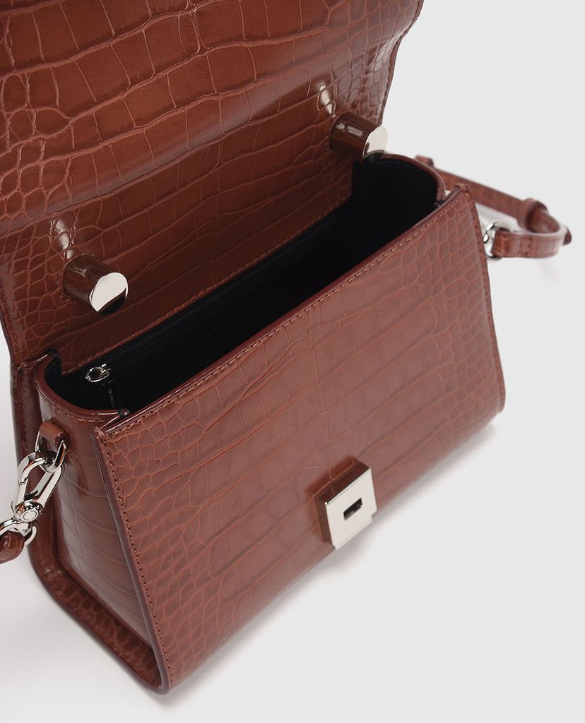 CHARLES & KEITH - Túi xách nữ Croc-Effect Structured Top