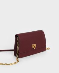 CHARLES & KEITH - Túi đeo vai nữ nắp gập Double Chain Link Push Lock