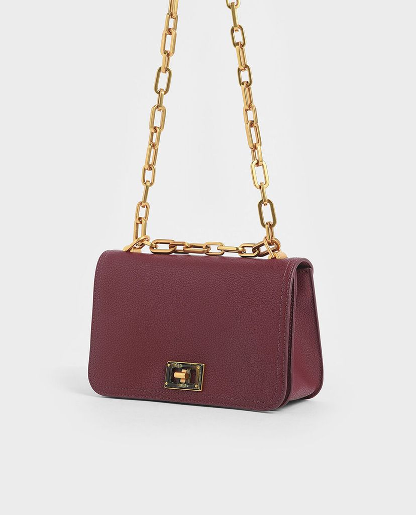 CHARLES & KEITH - Túi đeo chéo chữ nhật Chain Handle Crossbody