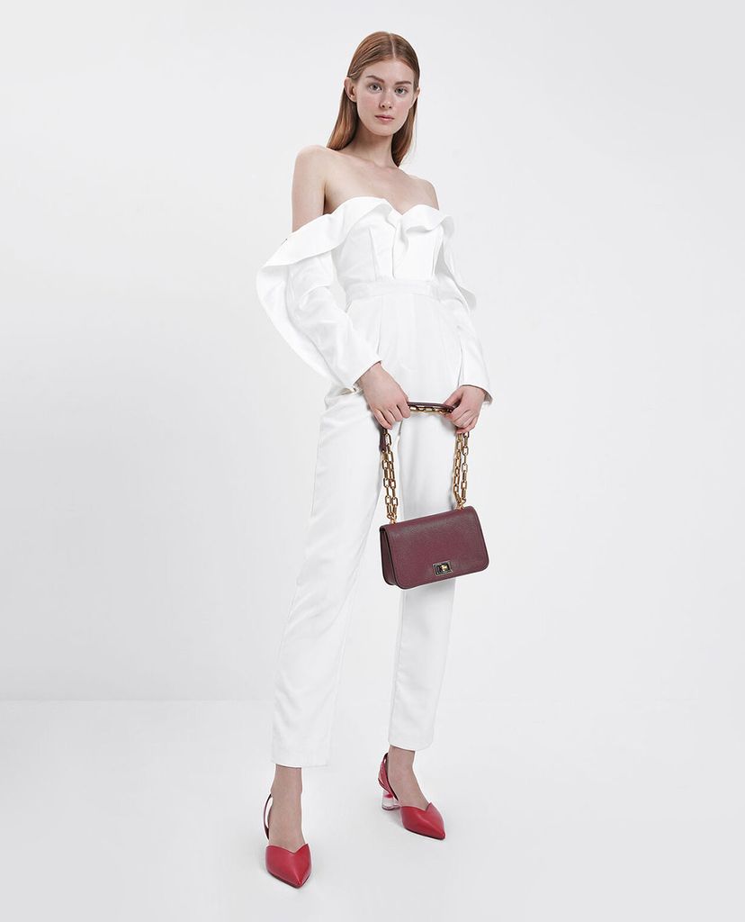 CHARLES & KEITH - Túi đeo chéo chữ nhật Chain Handle Crossbody