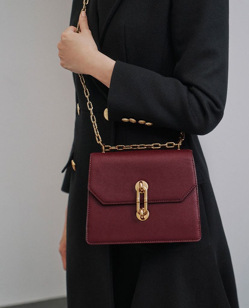 CHARLES & KEITH - Túi đeo chéo nữ Double Chain Strap Turn Lock