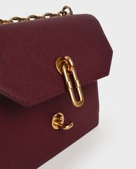 CHARLES & KEITH - Túi đeo chéo nữ Double Chain Strap Turn Lock