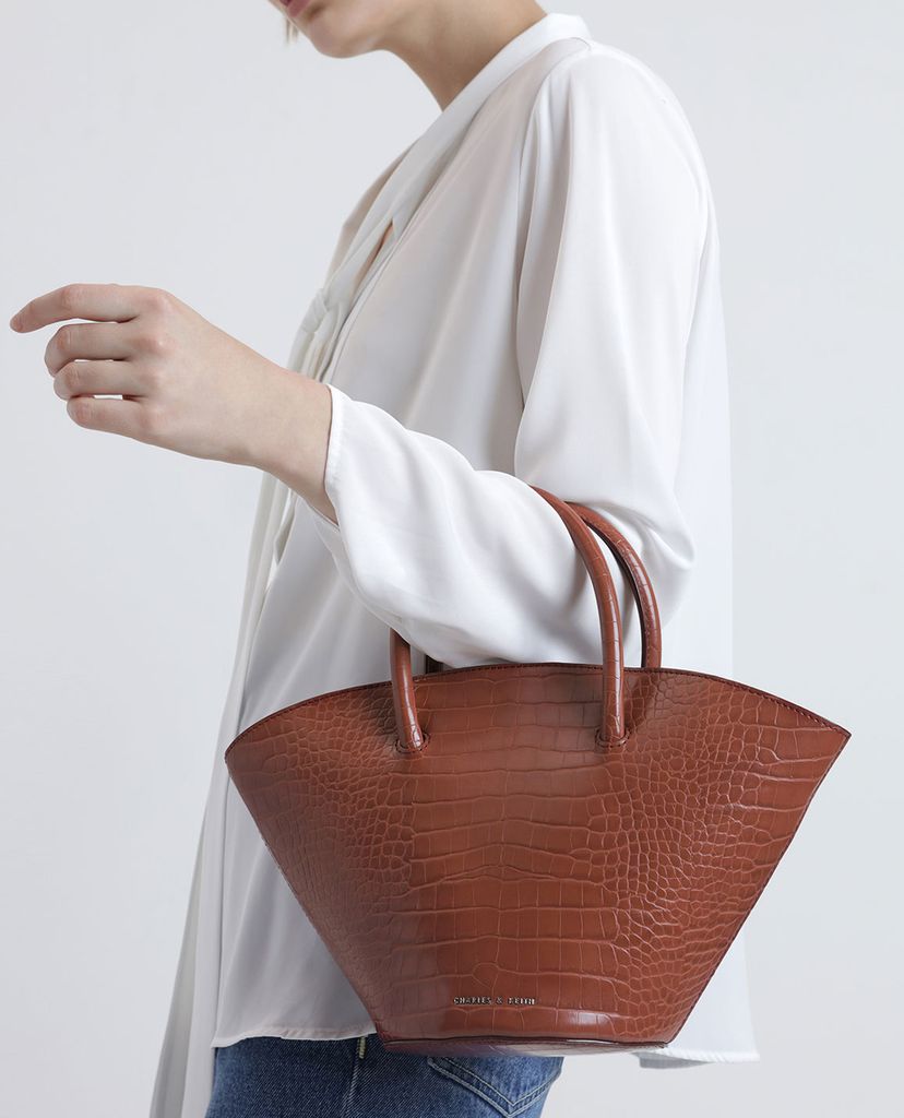 CHARLES & KEITH - Túi xách tay Two tone Trapeze
