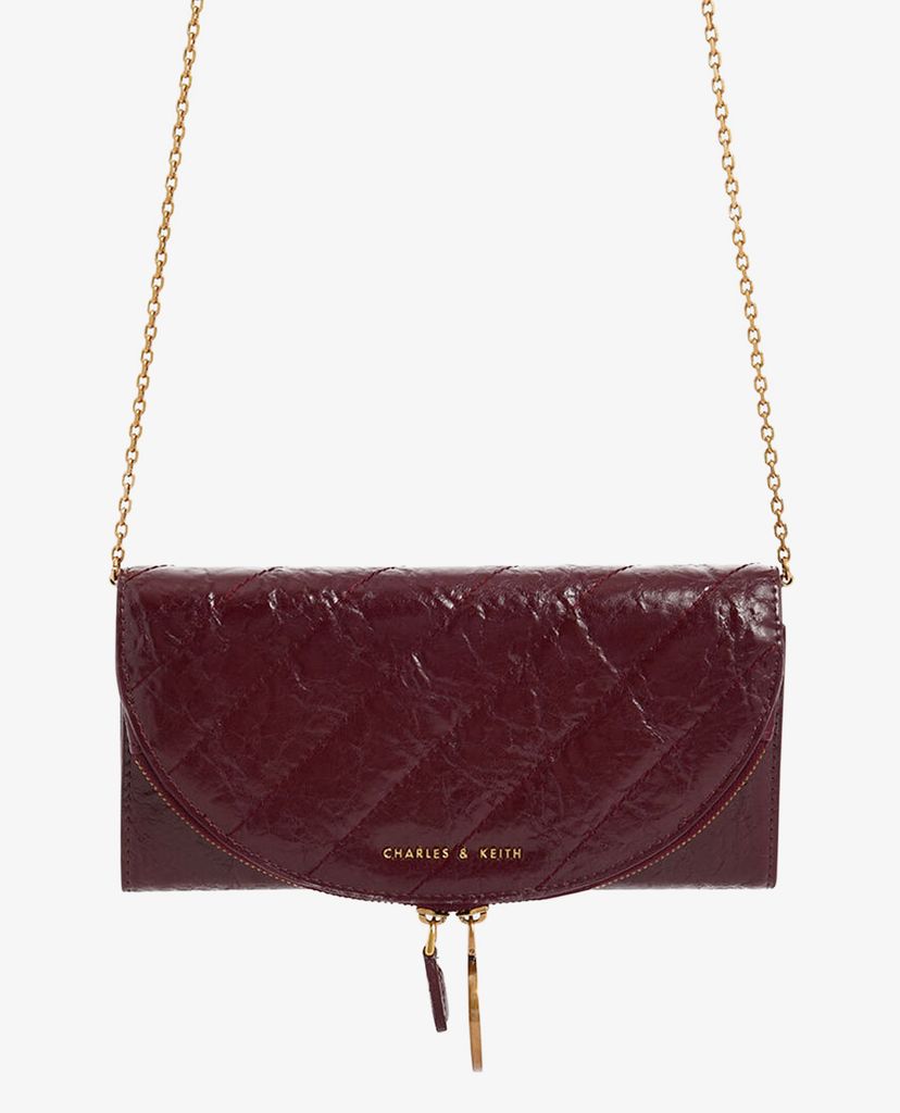 CHARLES & KEITH - Ví Wrinkled Patent Ring Zip