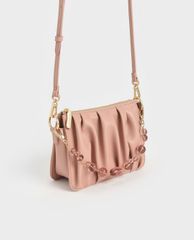 CHARLES & KEITH - Túi đeo vai nữ chữ nhật Beaded Strap Ruched