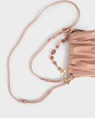 CHARLES & KEITH - Túi đeo vai nữ chữ nhật Beaded Strap Ruched