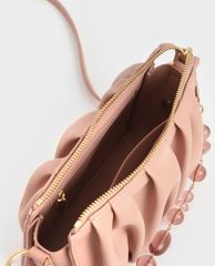 CHARLES & KEITH - Túi đeo vai nữ chữ nhật Beaded Strap Ruched