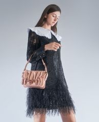 CHARLES & KEITH - Túi đeo vai nữ chữ nhật Beaded Strap Ruched