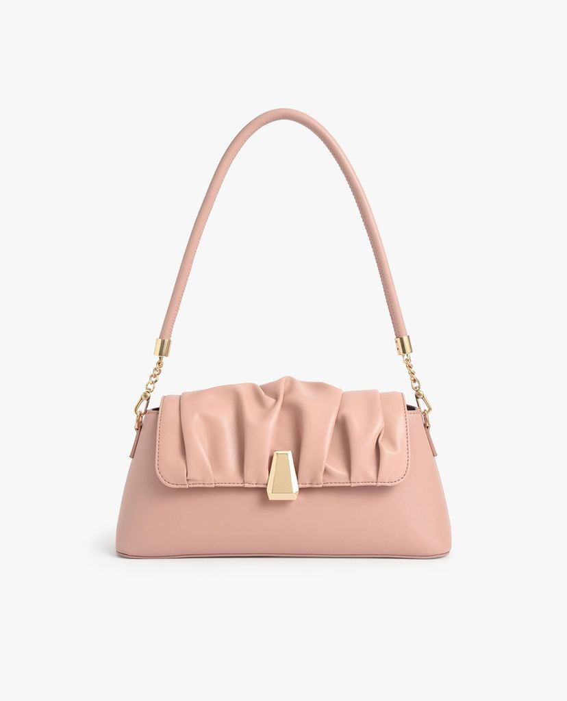 CHARLES & KEITH - Túi đeo vai nữ chữ nhật Beaded Strap Ruched Trapeze