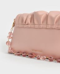 CHARLES & KEITH - Túi đeo vai nữ chữ nhật Beaded Strap Ruched Trapeze