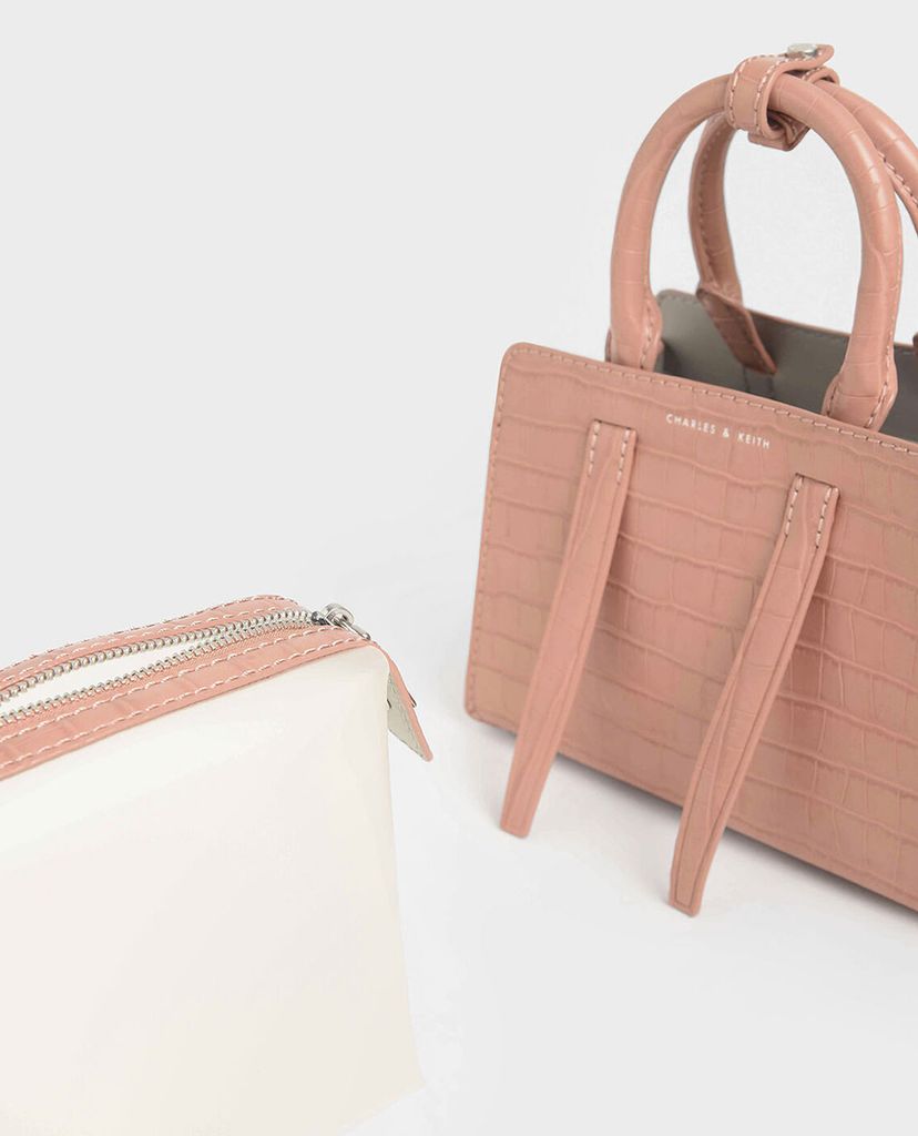 CHARLES & KEITH - Túi xách tay nữ chữ nhật Croc Effect