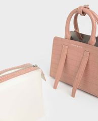 CHARLES & KEITH - Túi xách tay nữ chữ nhật Croc Effect