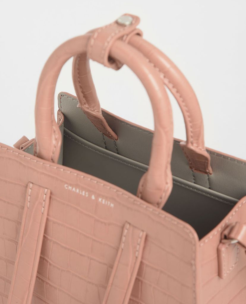 CHARLES & KEITH - Túi xách tay nữ chữ nhật Croc Effect