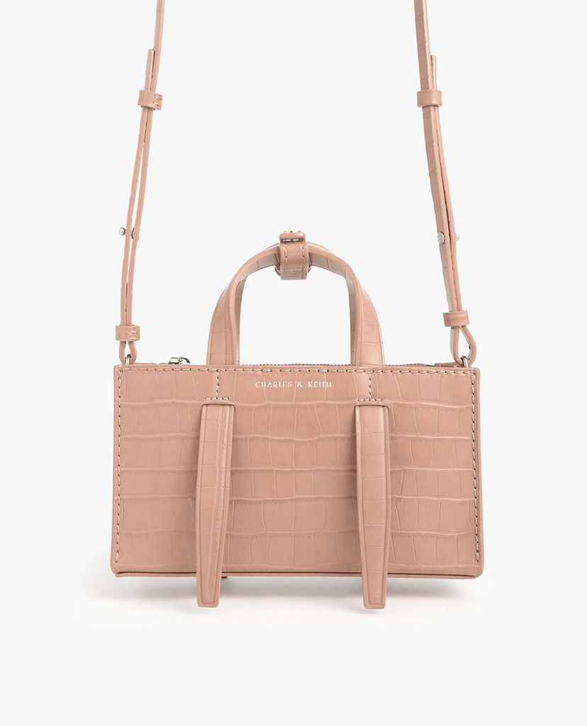 CHARLES & KEITH - Túi xách tay nữ chữ nhật Laser Cut Double