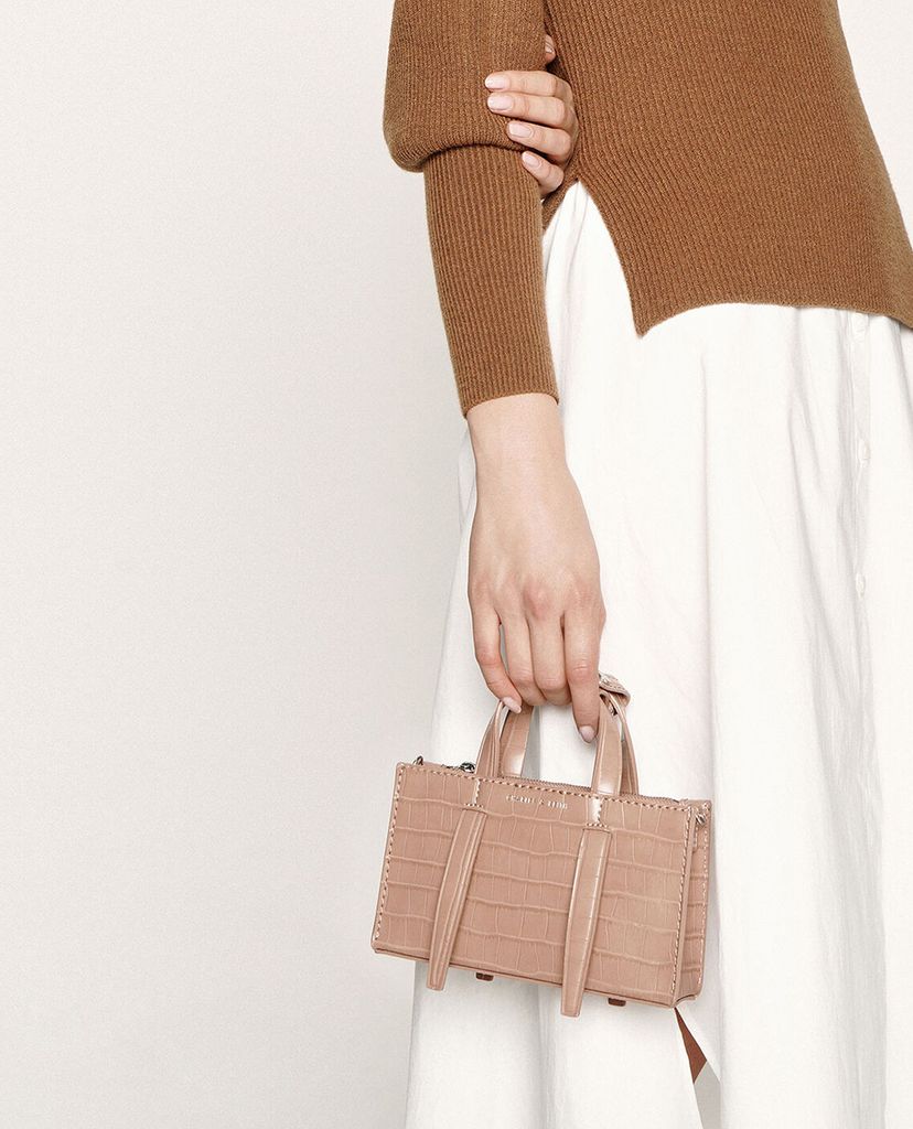 CHARLES & KEITH - Túi xách tay nữ chữ nhật Laser Cut Double