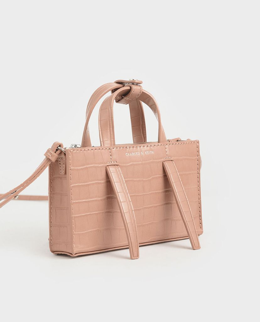 CHARLES & KEITH - Túi xách tay nữ chữ nhật Laser Cut Double