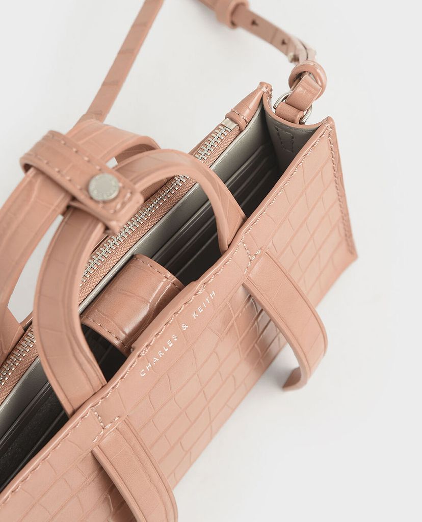 CHARLES & KEITH - Túi xách tay nữ chữ nhật Laser Cut Double