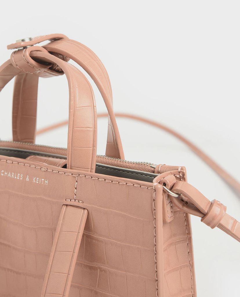 CHARLES & KEITH - Túi xách tay nữ chữ nhật Laser Cut Double