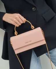 CHARLES & KEITH - Ví cầm tay nữ chữ nhật Metallic Handle