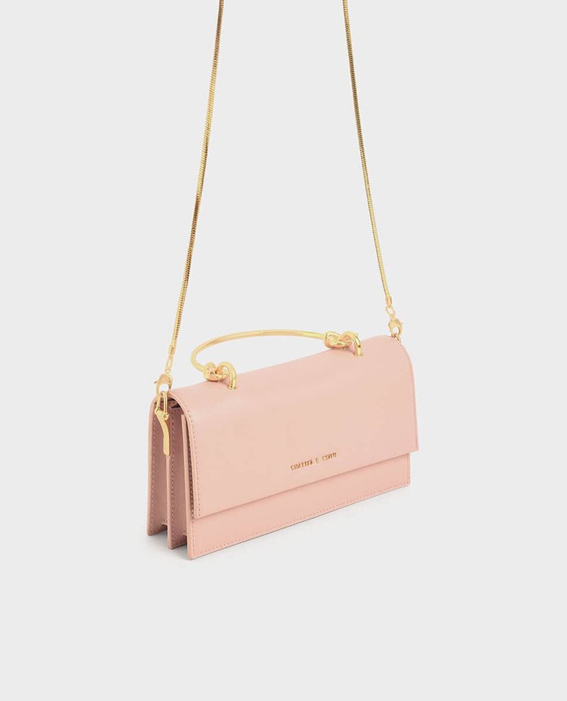 CHARLES & KEITH - Ví cầm tay nữ chữ nhật Metallic Handle