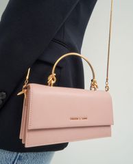 CHARLES & KEITH - Ví cầm tay nữ chữ nhật Metallic Handle