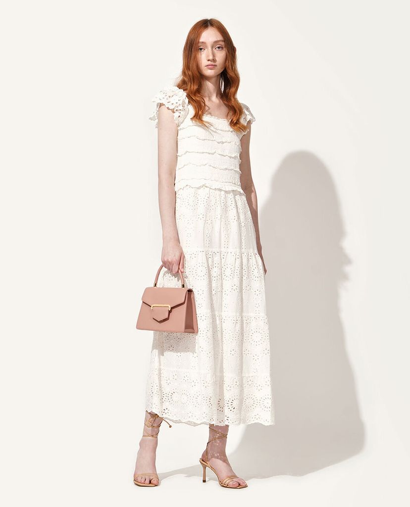 CHARLES & KEITH - Túi xách tay hình thang Leather Metallic Accent